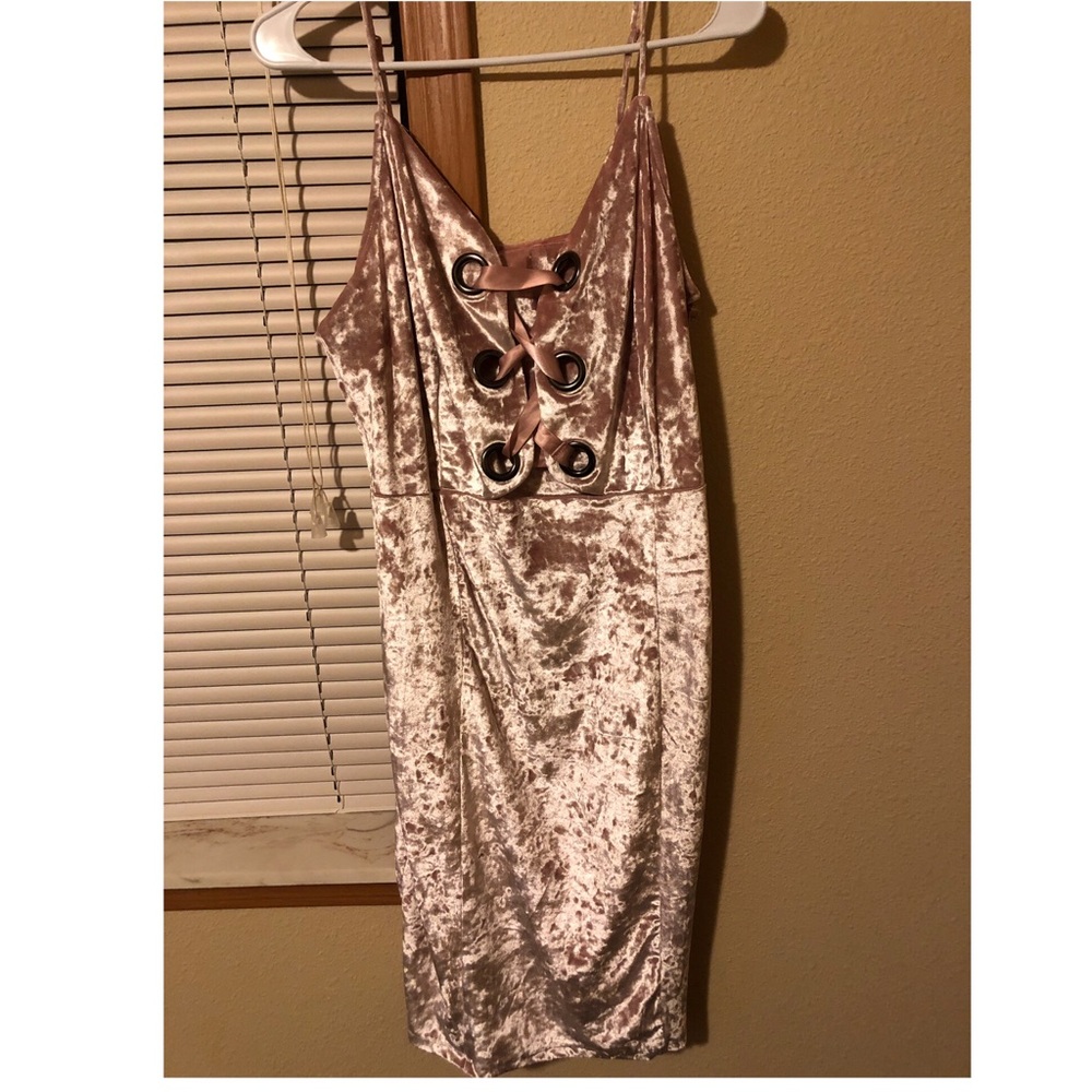 Pink velour dress